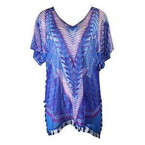 INC international Concepts top blue tassel blouse